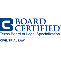 Board Certified - Civil Trial	Texas Board of Legal Specializatio